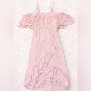 Blush Pink Lace Off Shoulder Midi Dress No Boundaries Size Small Boho Romantic